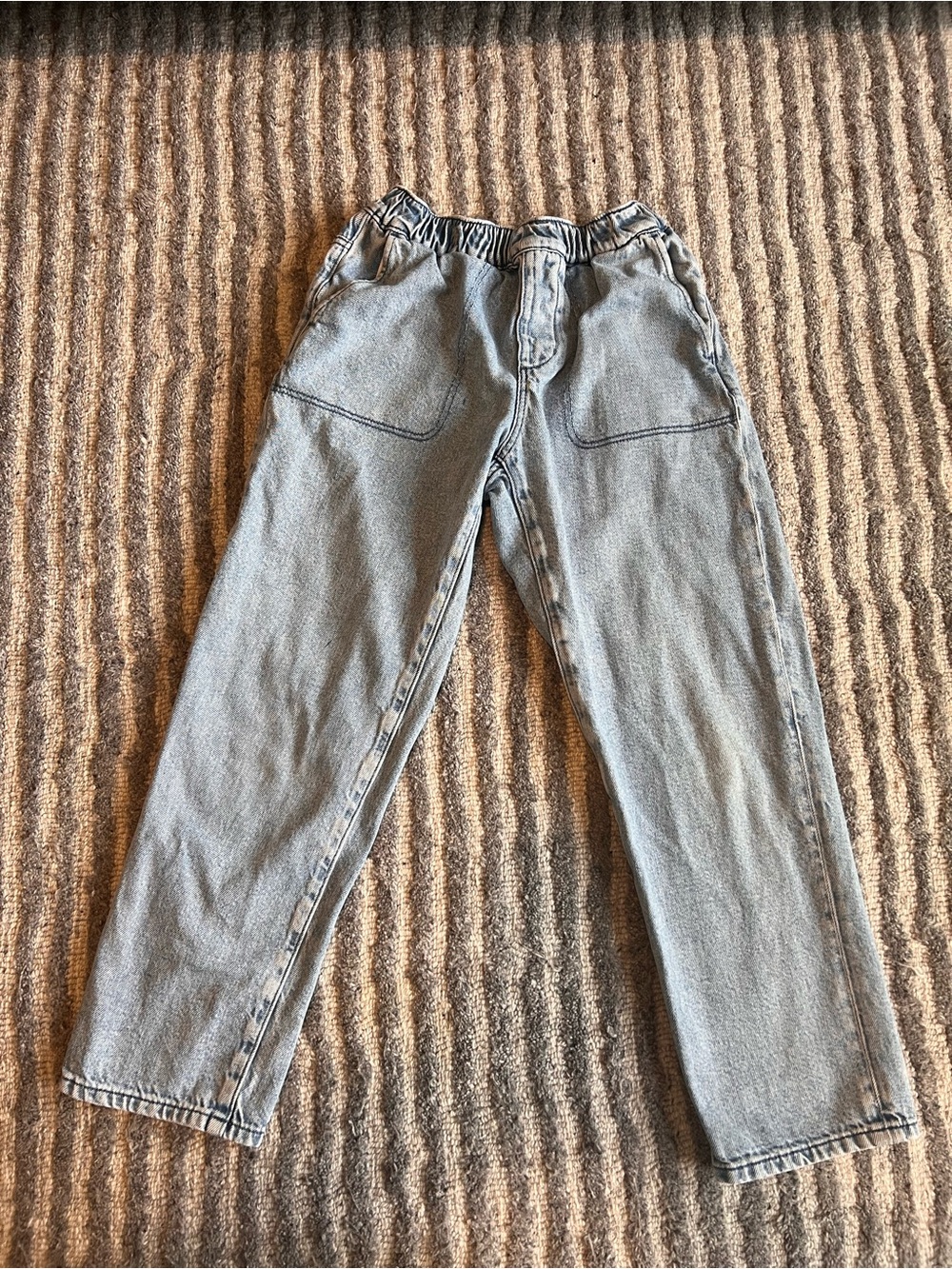Kids Light Blue Denim Elastic-Waist Pants